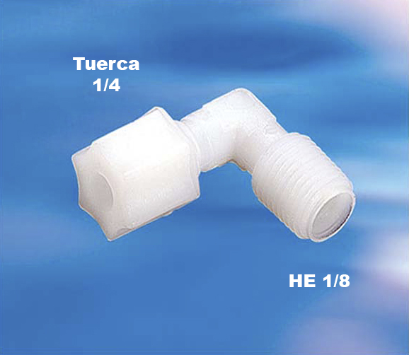Codo Tuerca - HE 1/4" - 1/8" (Para carcasa membrana)
